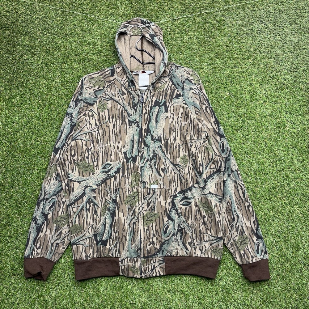 Vintage 80s Carhartt Mossy Oak Camo Hoodie Mens XL Treestand Rare Zip Up Hunting